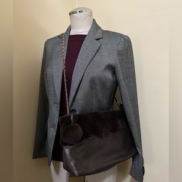 FENDI fur and soft leather clutch bag in coffee brown - Picture 16 of 16